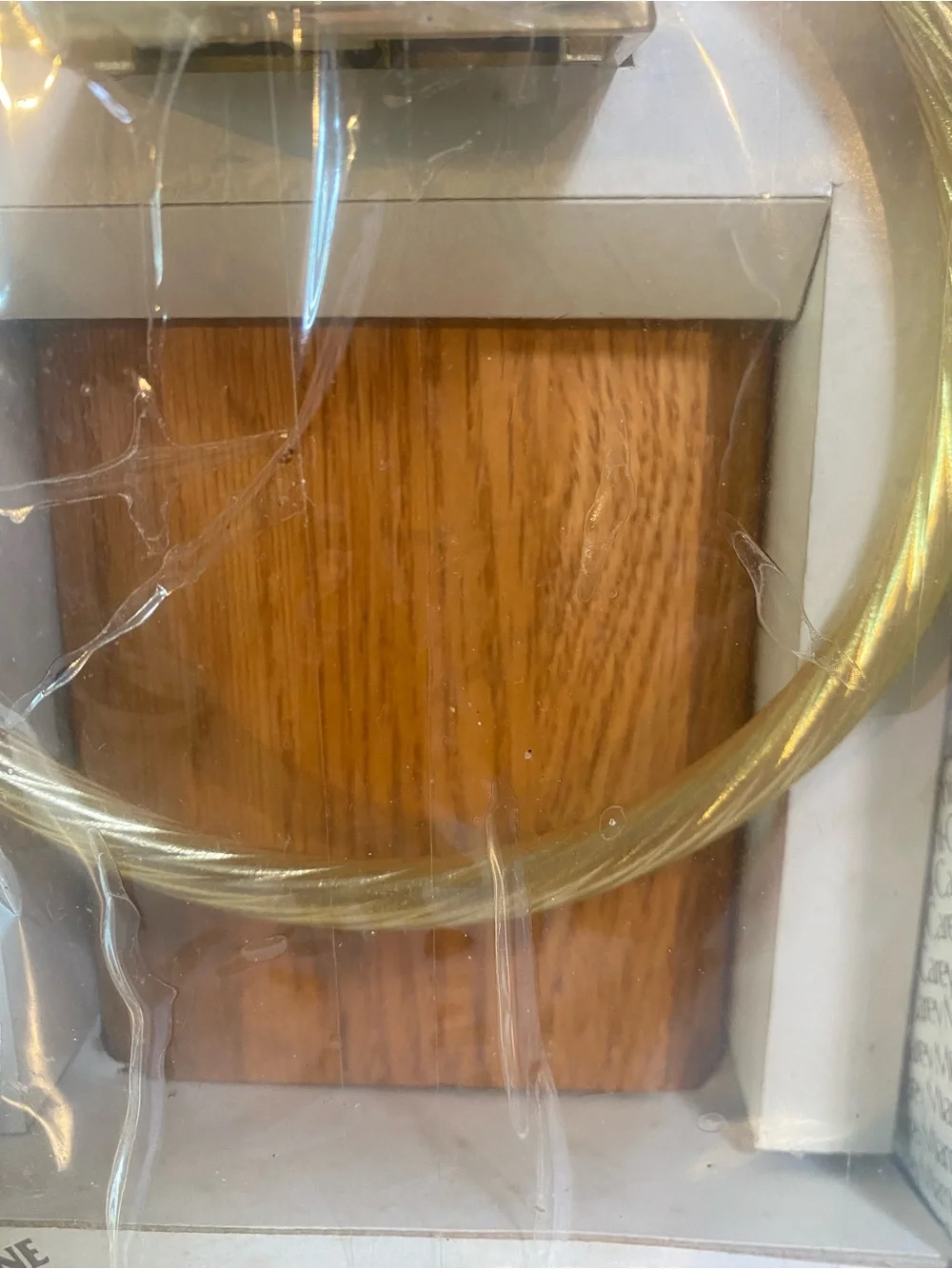 NIB Vintage Miami-Carey Polished Brass & Oak Bathroom Towel Ring